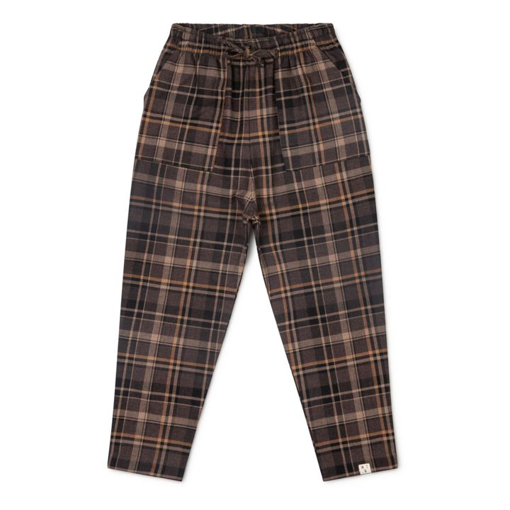 Lio Checked Organic Cotton Flannel Trousers | Chocolate- Imagen del producto n°0