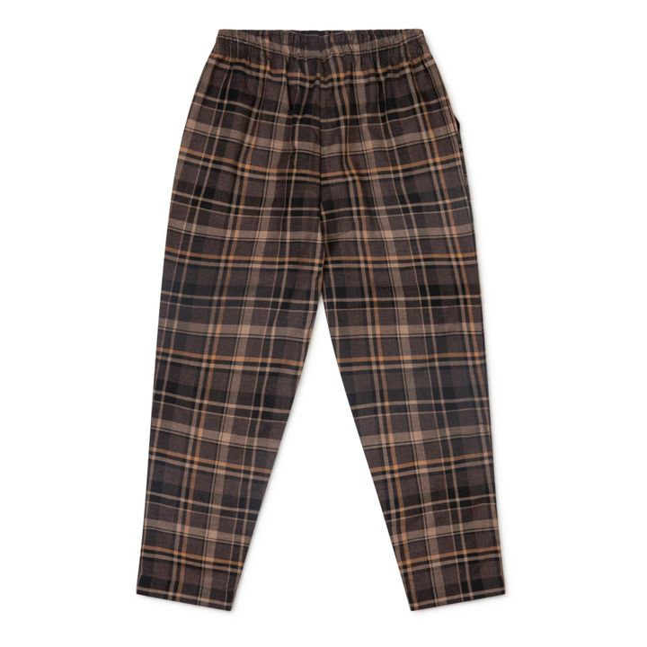 Lio Checked Organic Cotton Flannel Trousers | Chocolate- Imagen del producto n°5