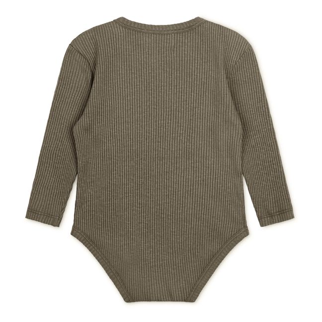 River Ribbed Organic Cotton Baby Bodysuit | Olive green