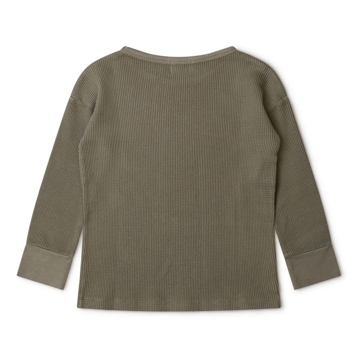 Organic Waffle Cotton T-shirt | Olive green- Product image n°2