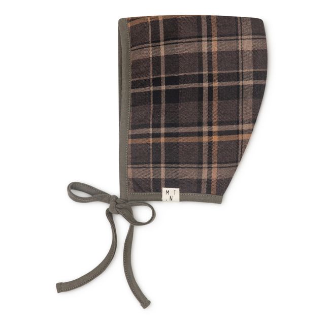 Checked Organic Cotton Flannel Beanie Chocolate
