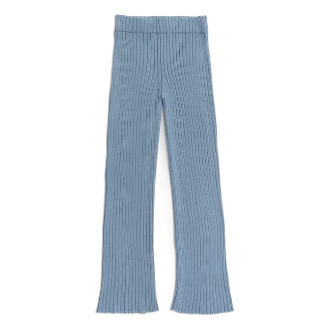 Eli Organic Cotton Knit Trousers Azul Claro