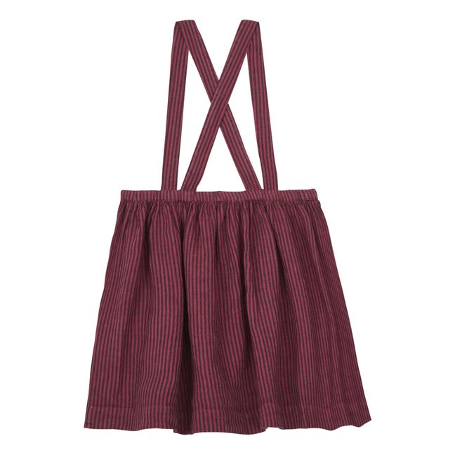 Aralia Striped Linen Suspender Skirt Rot
