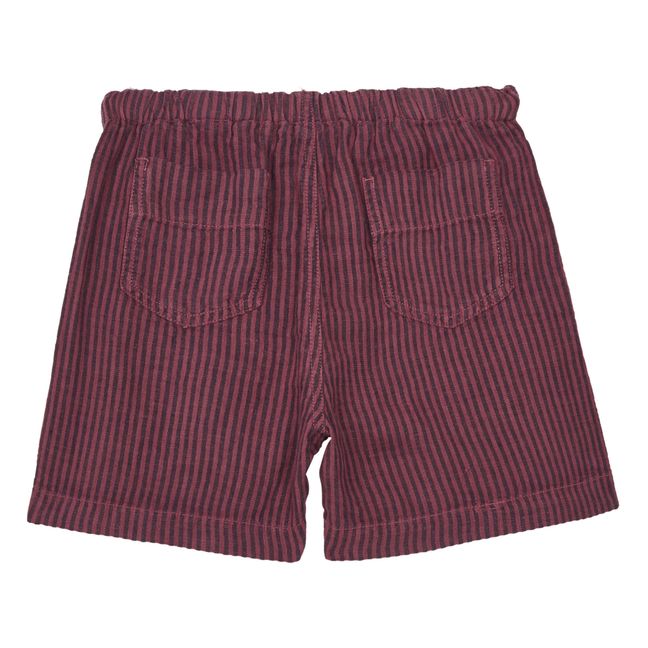 Apium Striped Linen Shorts Rosso