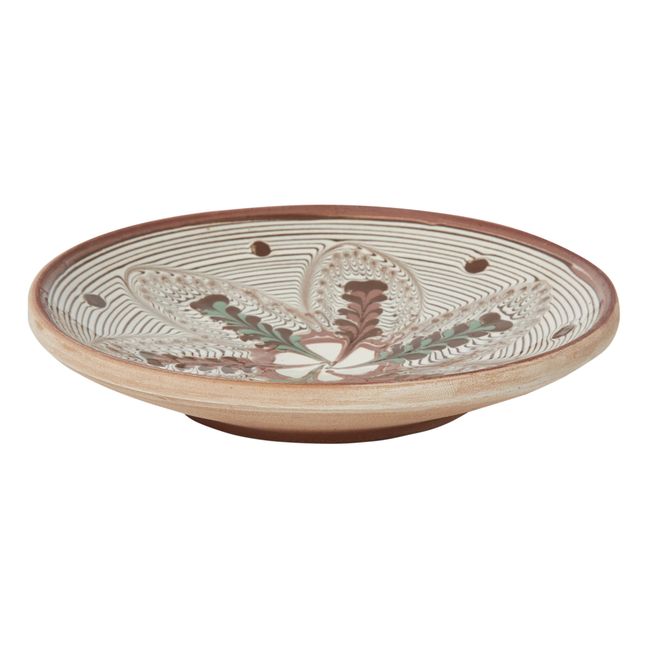 Flower and Polka Dot Print Ceramic Plate