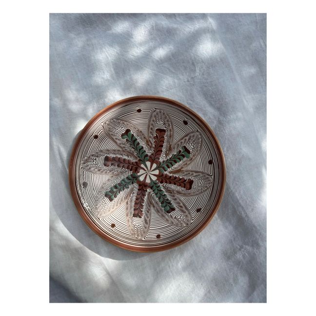 Flower and Polka Dot Print Ceramic Plate
