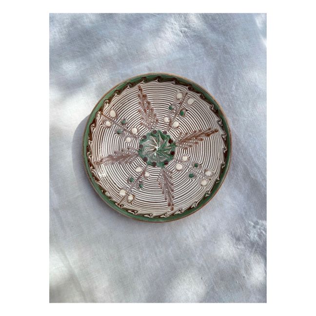 Snow Flower Ceramic Plate | Green