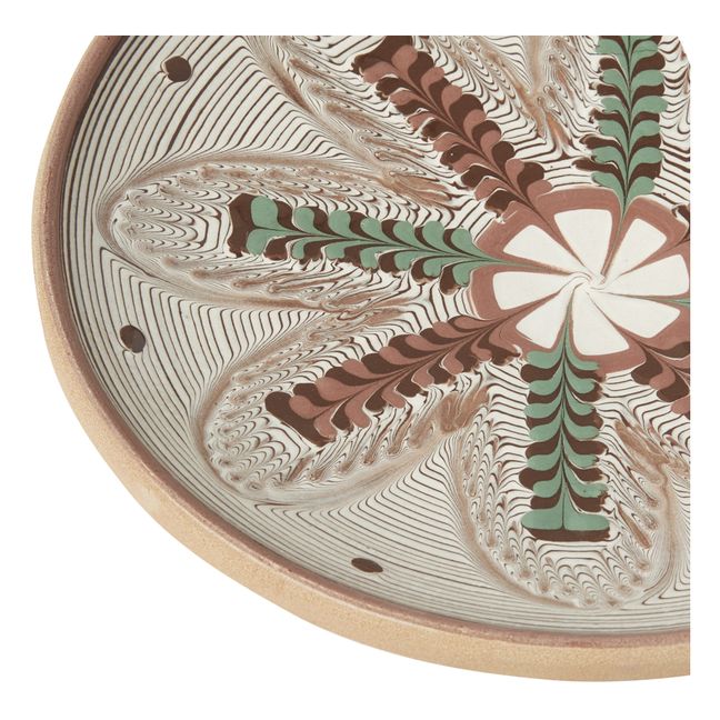 Flower and Polka Dot Print Ceramic Plate