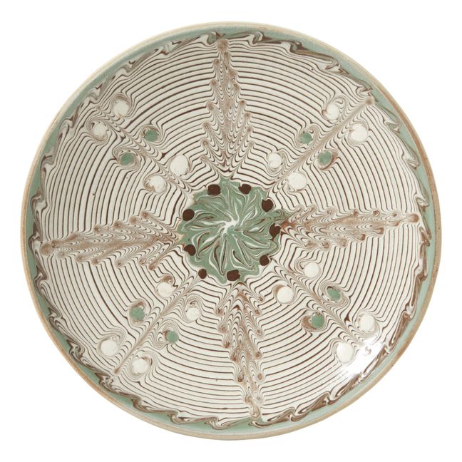 Snow Flower Ceramic Plate Green