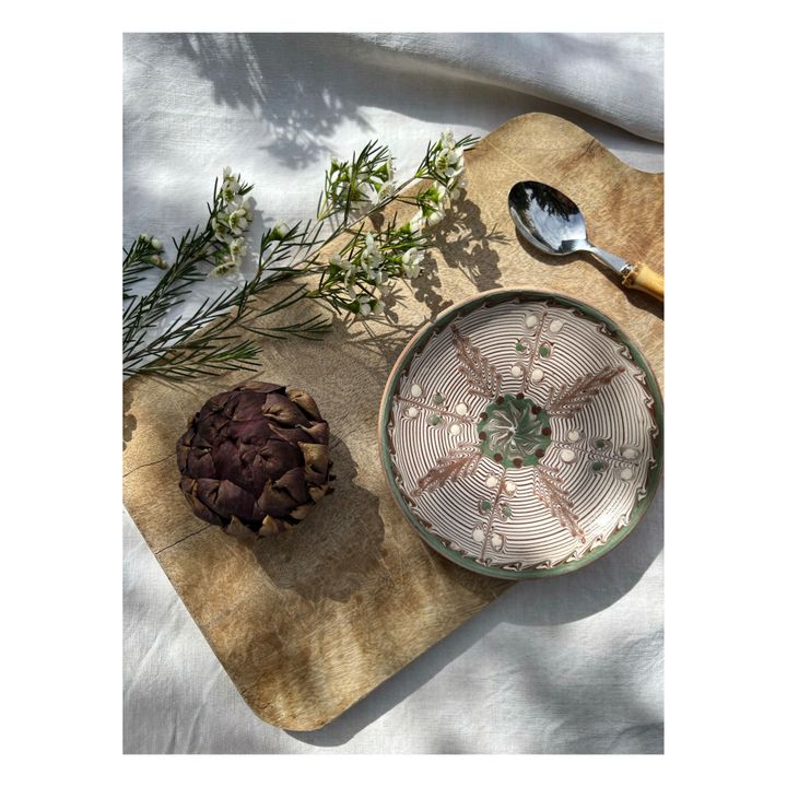 Snow Flower Ceramic Plate | Green- Product image n°1