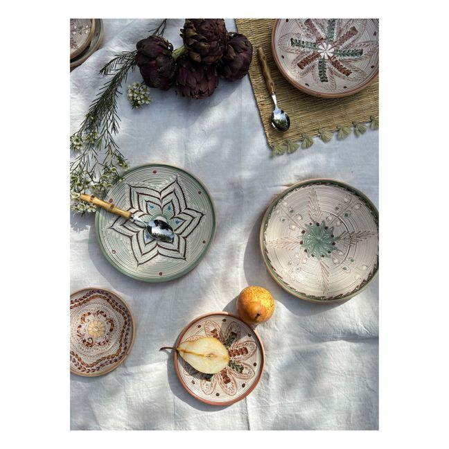 Assiette en céramique fleurs Terracotta