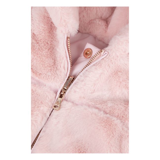 Reversible Faux Fur Puffer Jacket Pale pink