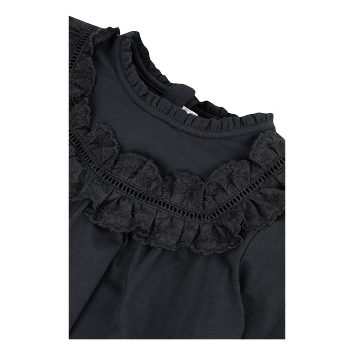 T-Shirt aus Baumwolle und Modal mit Raffung | Schwarz- Produktbild Nr. 2