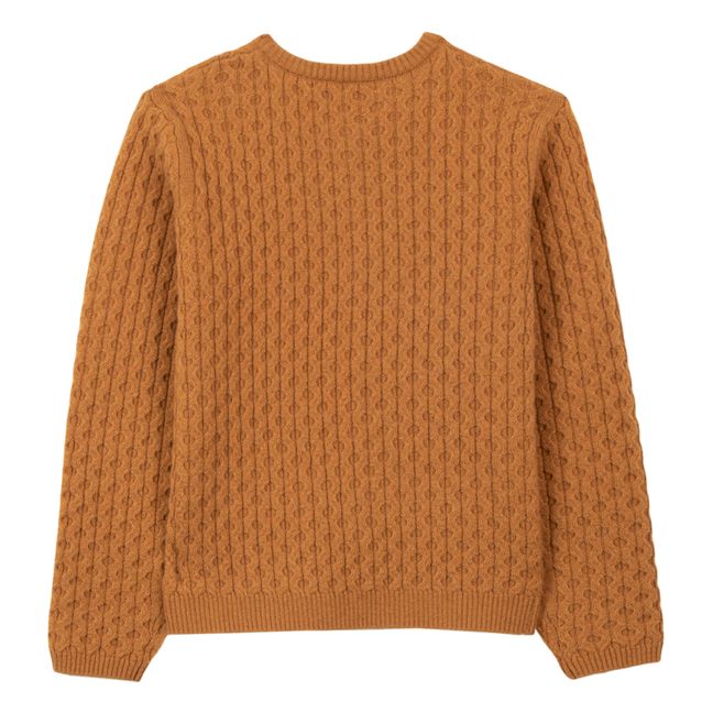 Wool and Cashmere Waffle Cardigan Ocre