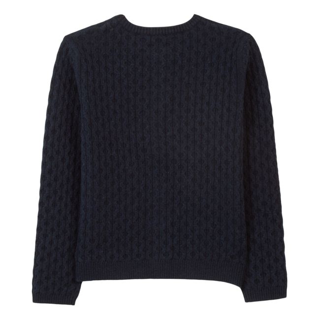 Wool and Cashmere Waffle Cardigan Navy blue