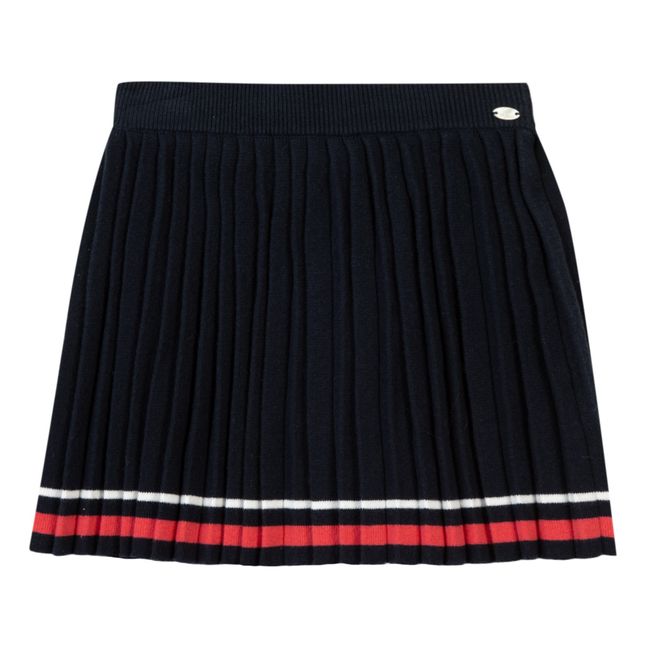 Pleated Knit Skirt | Navy blue