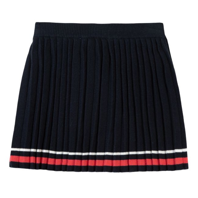Pleated Knit Skirt Navy blue