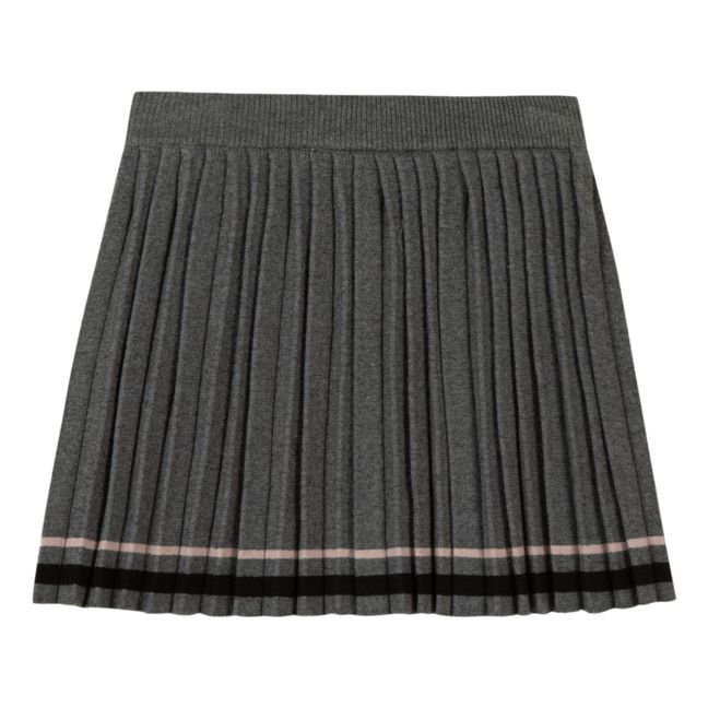 Pleated Knit Skirt Grau Meliert