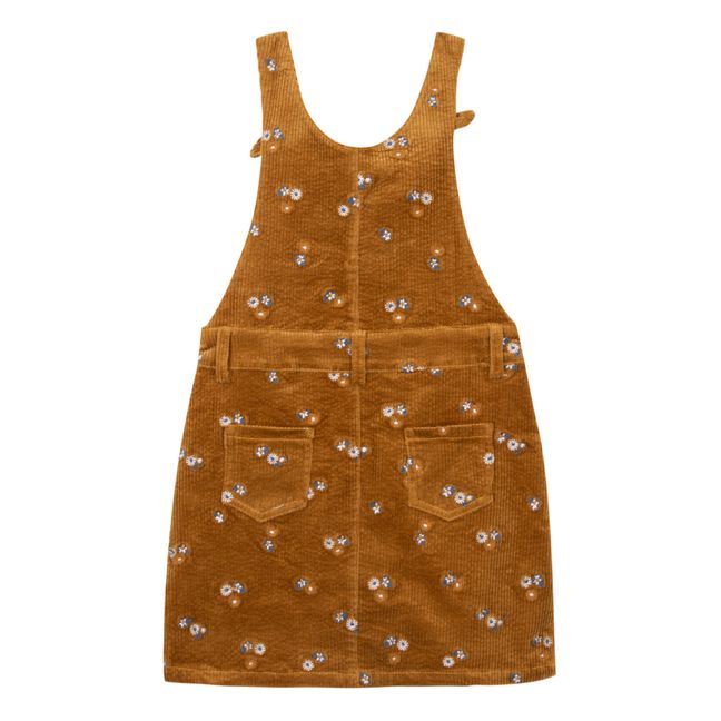 Embroidered Overall Corduroy Dress Ochre