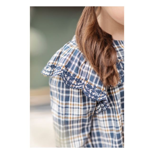 Checked Frill Dress | Blue