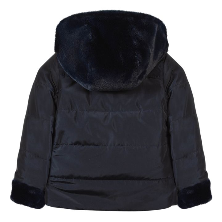 Reversible Faux Fur Puffer Jacket | Navy blue- Product image n°1