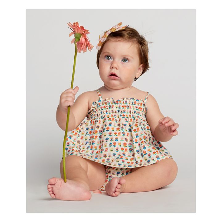 Linen Top Top and Smocked Bloomers Set | Ecru- Product image n°1