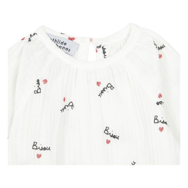 Pyjamas with Hearts & Bisou Print for Girls - ecru