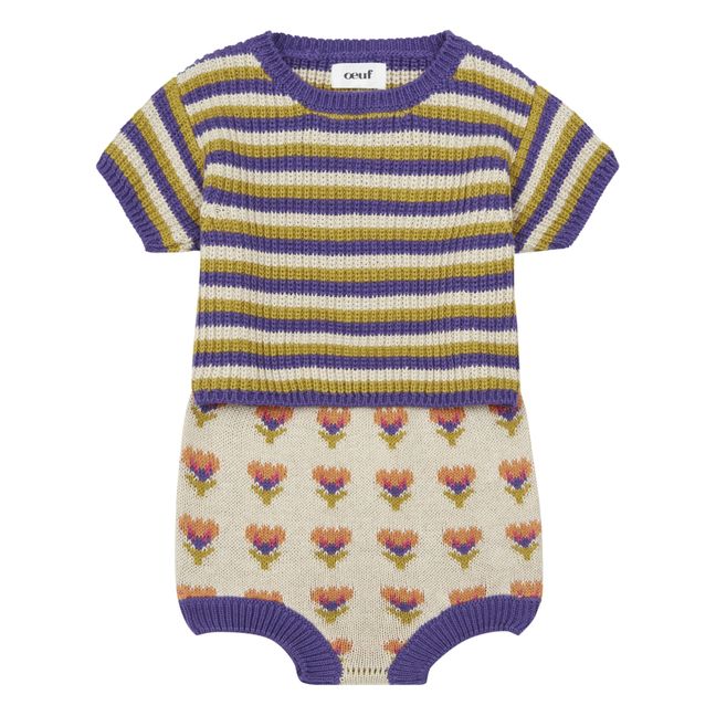 Knitted T-shirt & Bloomers Set Purple