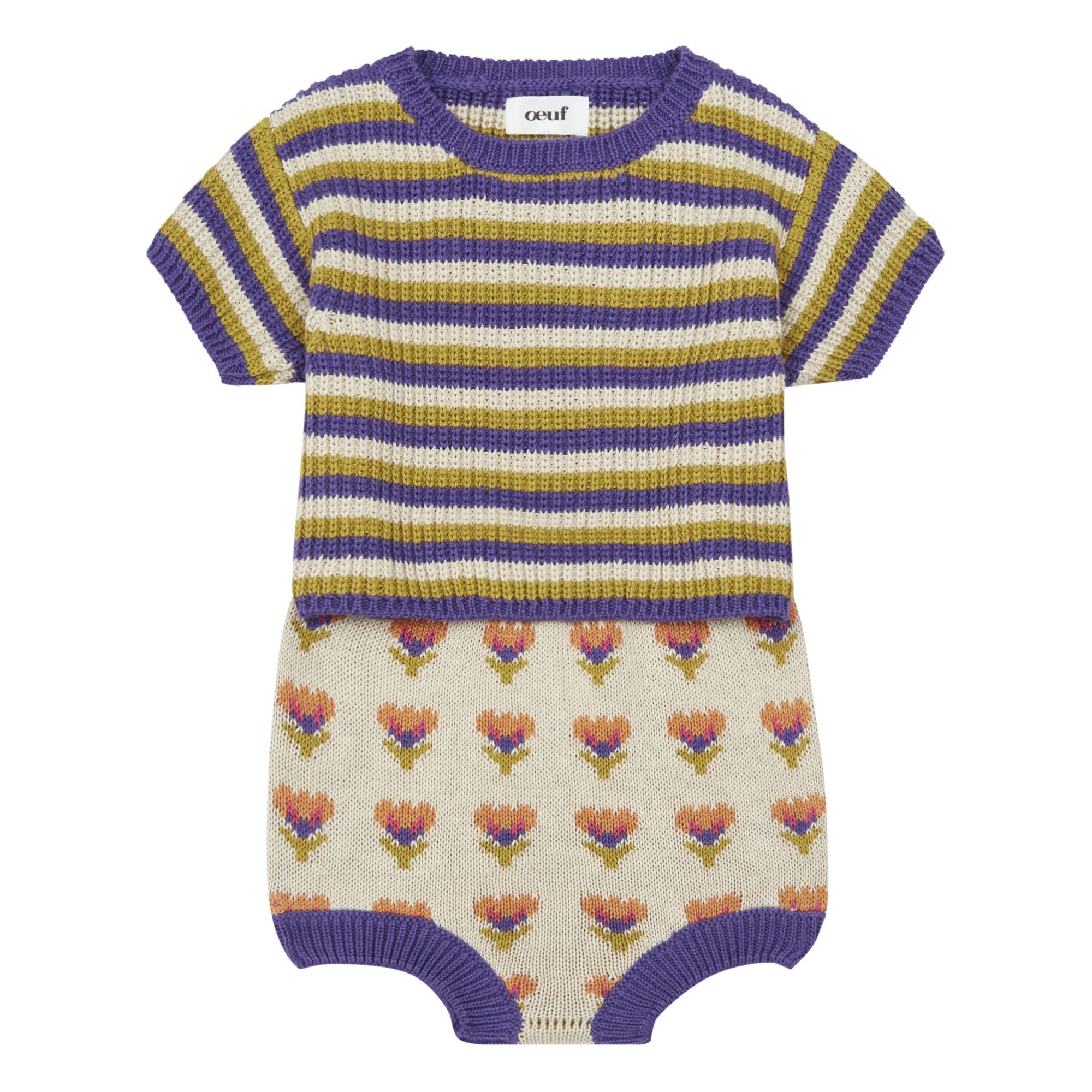 Knitted T-shirt \u0026 Bloomers Set Purple 