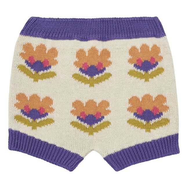 Knitted Floral Shorts Purple
