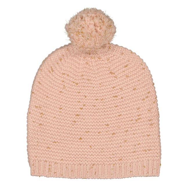 Nice Cotton and Wool Lurex Beanie Pale pink