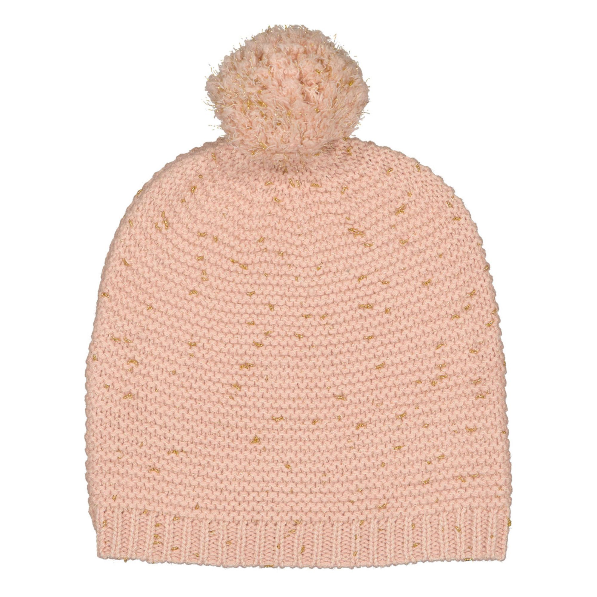 Nice Cotton and Wool Lurex Beanie | Pale pink- Product image n°0