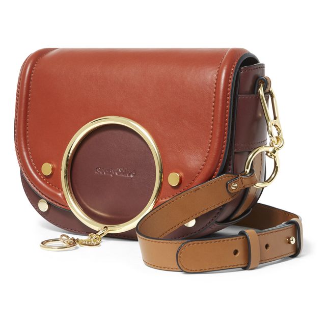 Mara Two-Tone Leather Bag | Brick red