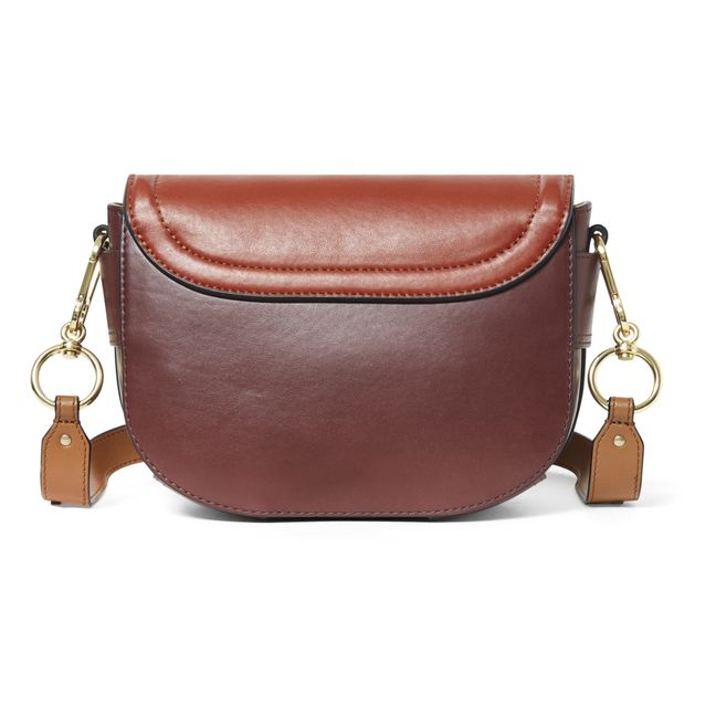 Mara Two-Tone Leather Bag Rojo ladrillo