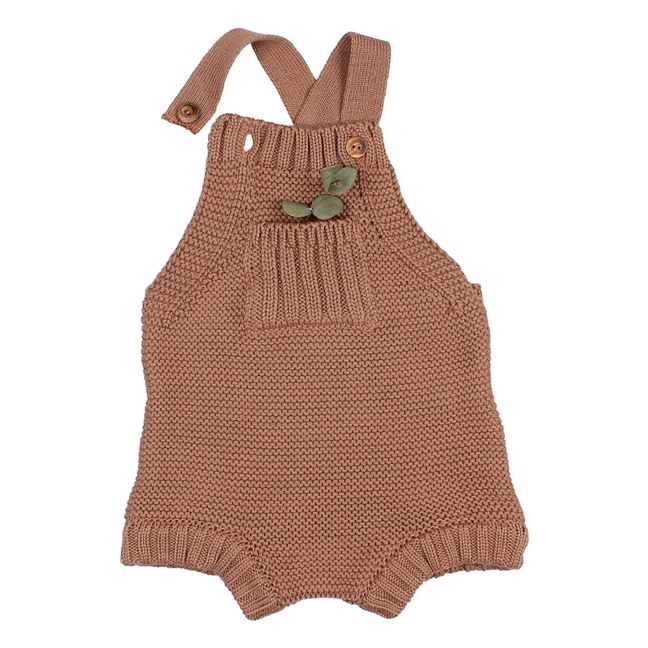 Knitted Organic Cotton Romper Caramel