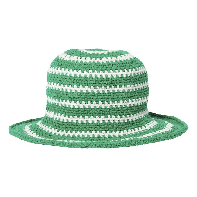 Striped Crochet Hat Green