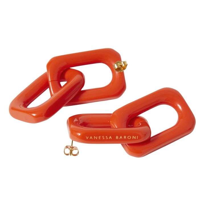 Squared Double Earrings Orange- Product image n°2