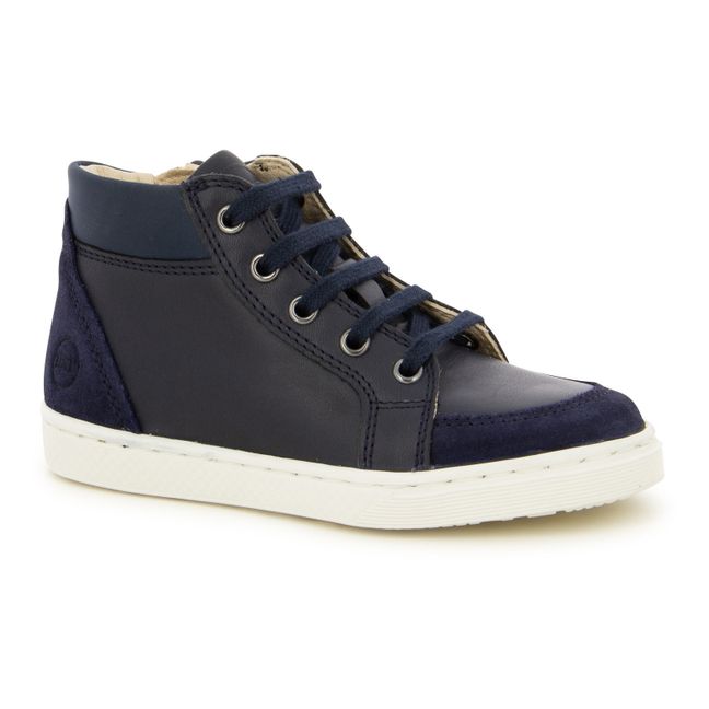 Tenbase High-Top Lace-Up Sneakers | Navy blue