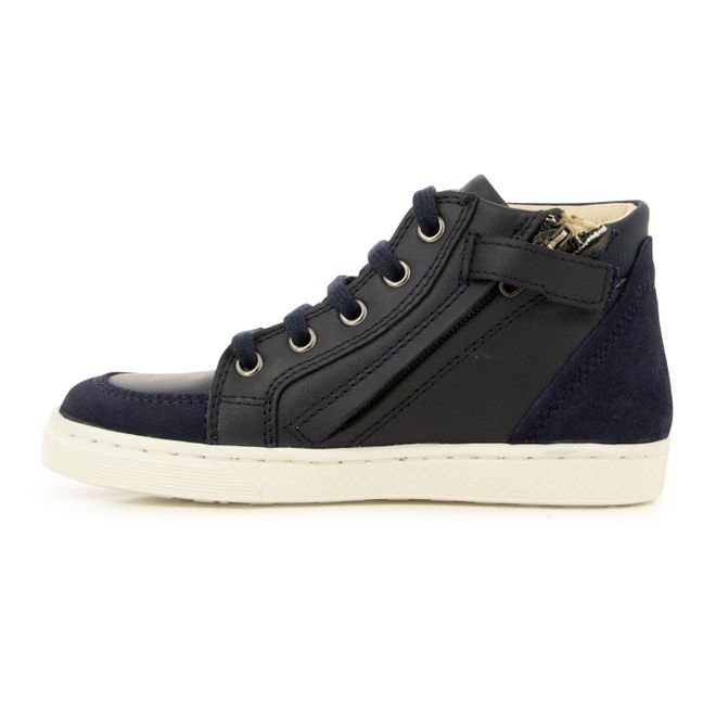 Tenbase High-Top Lace-Up Sneakers | Navy blue