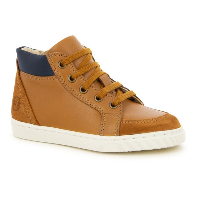 Tenbase High-Top Lace-Up Sneakers | Camel