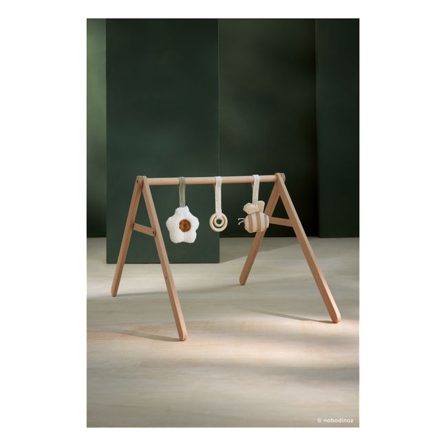 Arco de estímulo de madera y sus juguetes | Beige