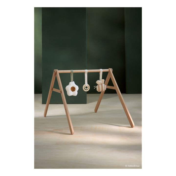 Arco de estímulo de madera y sus juguetes | Beige- Imagen del producto n°1