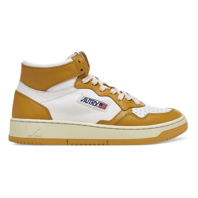 Medalist Mid-Top Leather Two-Tone Sneakers Giallo