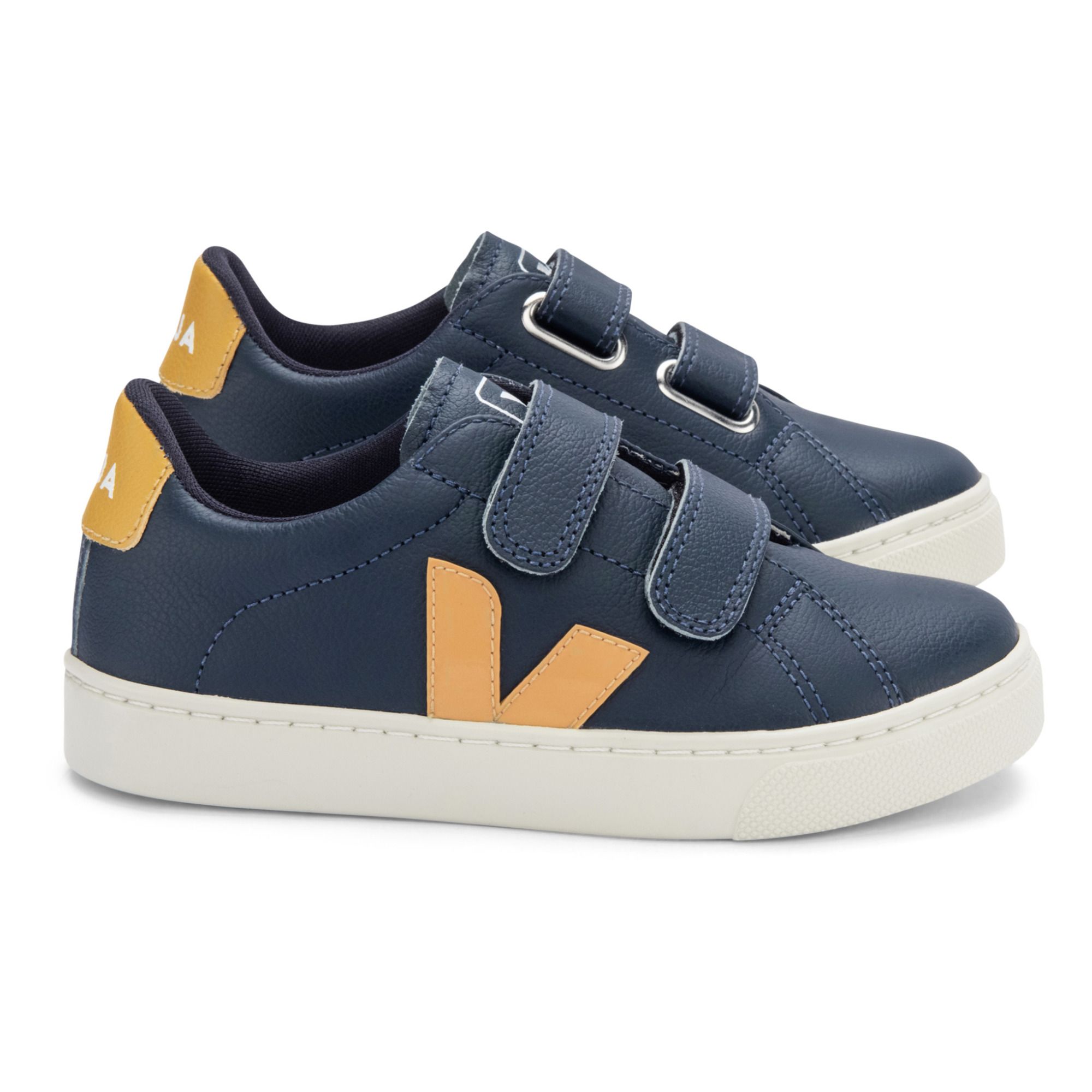 Converger apoyo esponja Veja - Esplar Leather Velcro Sneakers - Azul | Smallable