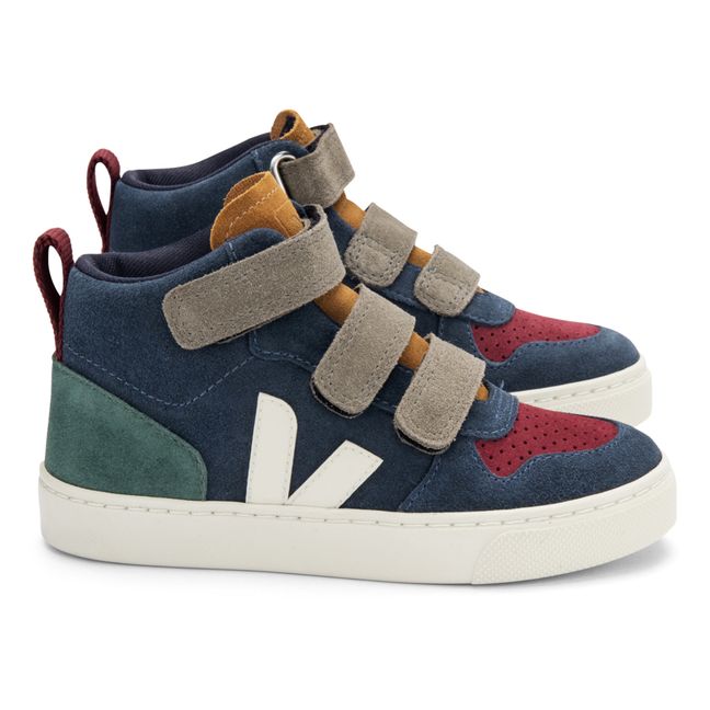 V-10 Suede Mid-Top Velcro Sneakers | Navy blue
