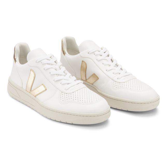 V-10 Chrome Free Leather Sneakers Gold