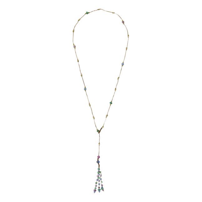 Holy Sparkly Precious Stones Short Tassel Necklace Tabacco