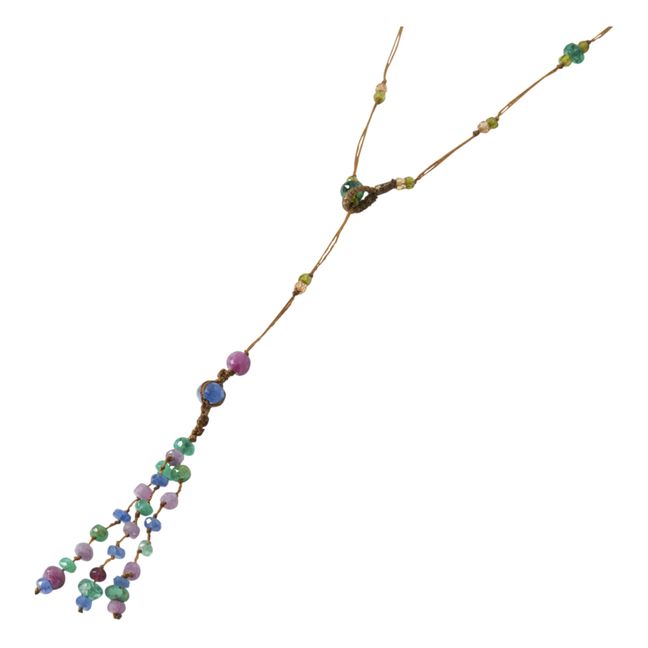 Holy Sparkly Precious Stones Short Tassel Necklace | Tabacco