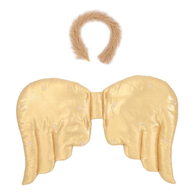 Metallic Quilted Angel Wings and Headband | Gold
