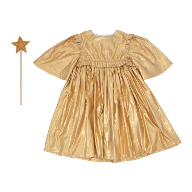 Metallic Angel Dress and Wand | Gold